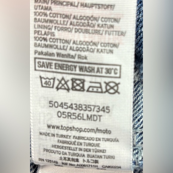 Topshop Moto 6 Distressed Blue Denim Studded Mini Skirt - Picture 3 of 6